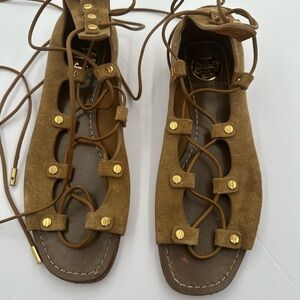 Tory Burch Tan Suede Gladiator Sandals